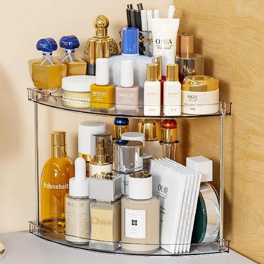 Yieach 2 Tier Corner Bathroom Counter Organizer,Clear Bathroom Organizers and Storage,Acrylic Bathroom Counter Shelf and Perfume Holder for Skin Care,Makeup,Toiletry Products and Perfume Organizer