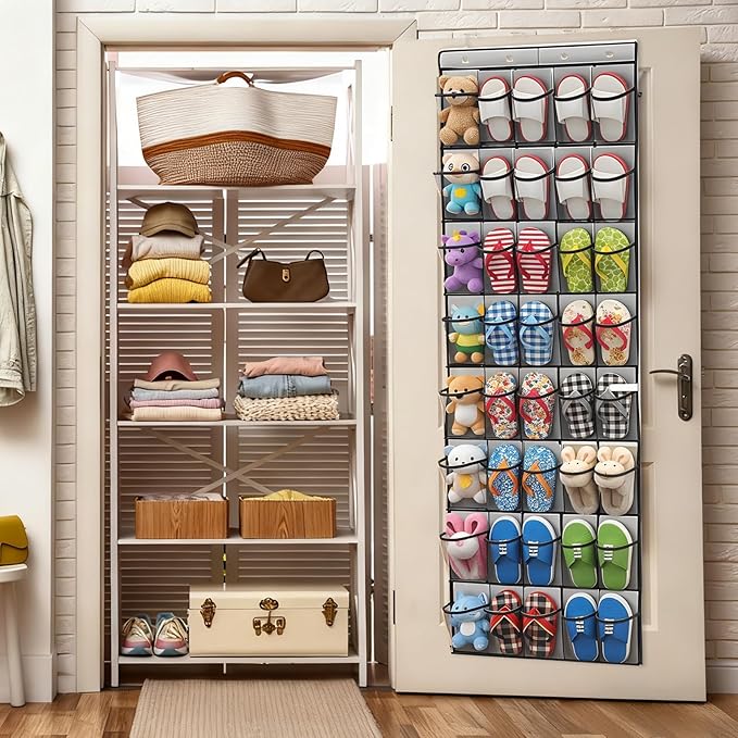 Lemecima 2 Pack 40-Pocket Over the Door Shoe Organizer - Large Mesh Pocket Hanging Shoe Organizer,Behind the Door Shoes Storage Holder Hanger,Large Capacity Design for Dorm Room College