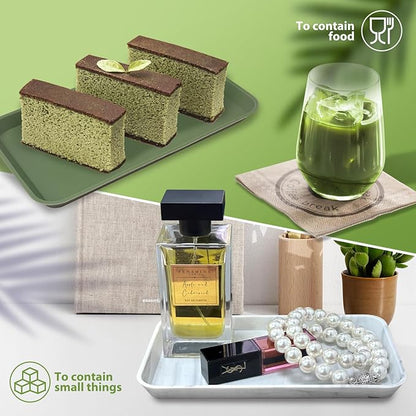 2 Pcs Countertop Vanity Tray, Bathroom Silicone Shatterproof Tray, Soap and Sponge Holder for Kitchen Sink Toilet Tank, Bathroom Holders for Counter, Perfume Candle Key Valet - Marble