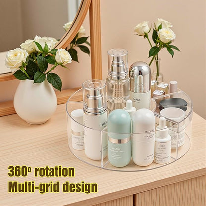 Lonian 360° Rotating Makeup Organizer, Adjustable Acrylic Cosmetic Storage, Cosmetic Organisers and Spinning Makeup Stand for Beauty Skincare