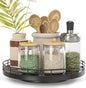 9" Oak Wood Lazy Susan Turntable Organizer, Lazy Susan for Cabinet Dining Table Pantry Wood Rotating Tray for Kitchen Countertop Coffee Table Decor Spinning Spice Can Organization and Storage Black