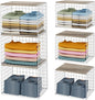 Closet Organizers And Storage Shelf, 3Pack Stackable Closet Storage Bin Basket For Clothes Sweaters With Top Board, Widened Opening, Heightened Height, Large Capacity Sturdy Clothing Storage Organizer