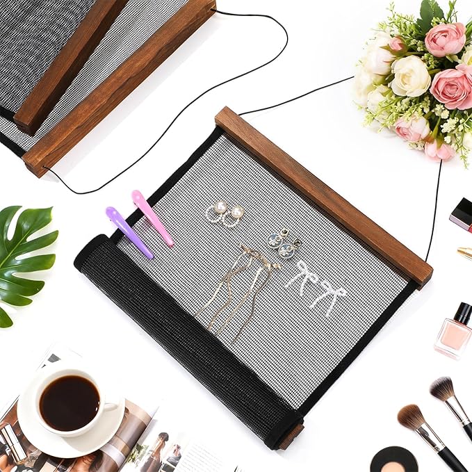 2 Pcs Earring Storage Rack Wall Mounted, Display Hanging Jewelry Storage Rack with 40 S-Shaped Black Hooks for Stud Earrings and Necklace Holders, Gift for Women