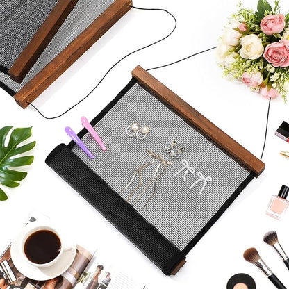 2 Pcs Earring Storage Rack Wall Mounted, Display Hanging Jewelry Storage Rack with 40 S-Shaped Black Hooks for Stud Earrings and Necklace Holders, Gift for Women