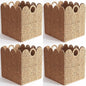 Scalloped Wicker Storage Cubes Basket, 12”x12“ Heavy Duty Paper rope/Hyacinth/Seagrass Baskets for Shelves, Foldable Natural Boho Square Bins (Paper Rope&12 x 12 x 12in&4-Pack)