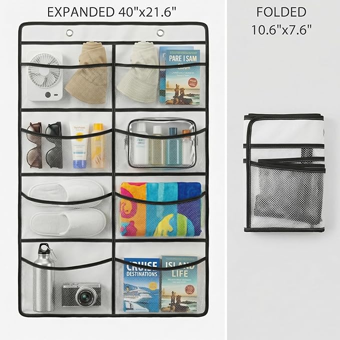 Magnetic Cruise Organizer, 8 Large Durable Pockets Over The Door Organizer For Cruise Ships, Magnetic & Hanging Cruise Organizer, Cruise Essentials 2026 （ 40" x 21.6"）