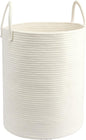Woven Cotton Rope Laundry basket-15”X20” Laundry Hamper-Rope Storage Basket for Dirty Clothes, Toys and Blankets Perfect for Bathroom, Baby nursery and Living Room Storage (white)