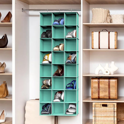 Simple Houseware 24 Section Shelves Hanging Shoes Organizer Holder for Closet, Turquoise