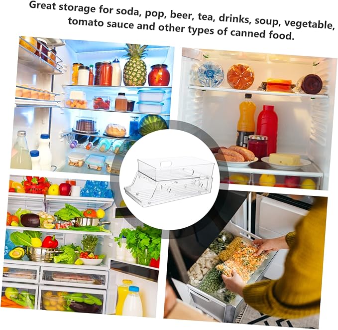 VOSAREA Double Layer Soda Organizer Fridge Can Dispenser Plastic for Drinks Pop Beer Soup Household Accessory