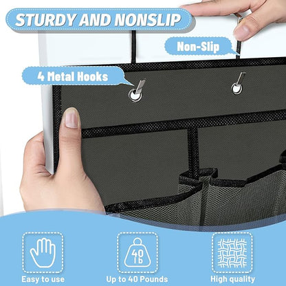 Aheroi Over the Door Shoe Organizer, 35 Pockets Mesh Shoe Organizer Door Hanger, Large Hanging Shoe Rack Holds Up to 40 lbs, Closet Shoe Behind Door Rack, Gray Durable Storage Hanging Bag