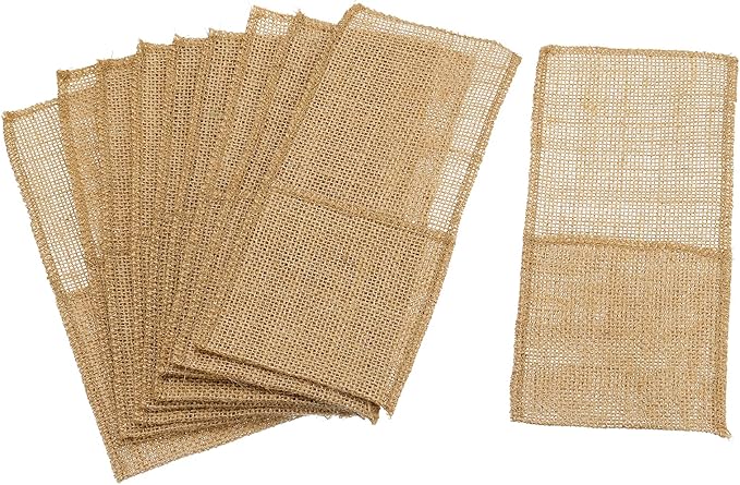 uxcell Burlap Lace Utensil Holders, 20Pcs Knife Forks Napkin Silverware Holder Bag Cutlery Pouch for Wedding Party Decoration