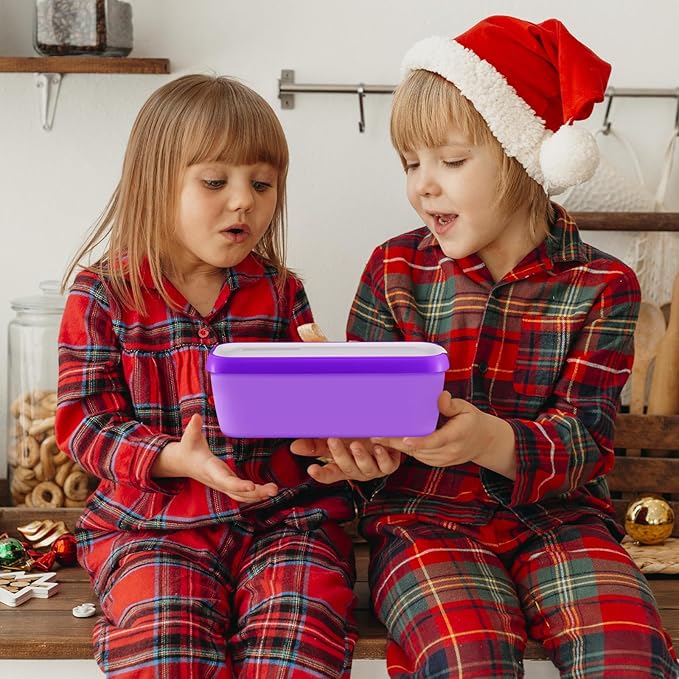 Ice Cream Containers Set of 2, 1.5 Quart Ice Cream Tub, Reusable Homemade Ice Cream Tubs with Stackable Freezer Storage Container for Yogurt, Sorbet, Gelato (Purple+Pink==2Pack)