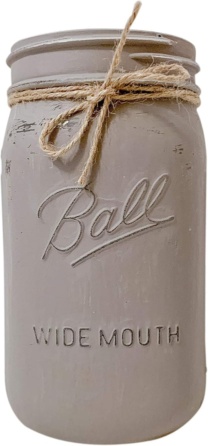 Painted Mason Jar Utensil Holder for Kitchen Counter, 32 oz. Wide Mouth Mason Jar Utensil Holder, Rustic Mason Jars for Centerpieces Rustic Farmhouse Style Mason Jar Decor for Kitchen