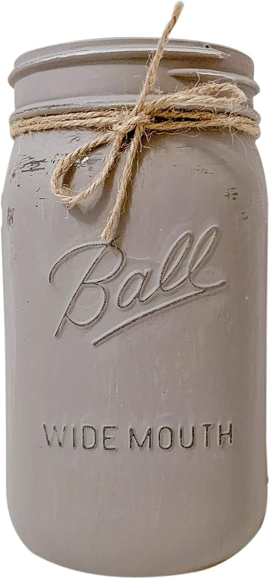 Painted Mason Jar Utensil Holder for Kitchen Counter, 32 oz. Wide Mouth Mason Jar Utensil Holder, Rustic Mason Jars for Centerpieces Rustic Farmhouse Style Mason Jar Decor for Kitchen