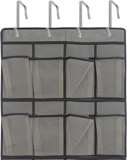 Gray Over Door Shoe Organizer, 24 Large Pockets Hanging Storage for Closet Organization, Space Saving Shoe Rack and Accessory Holder