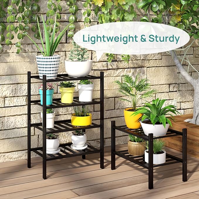 viewcare Black Small Shoe Rack for Entryway,2-Tier Bamboo Shoe Organizer for Hallway Closet, Free Standing Shoe Racks for Indoor Outdoor