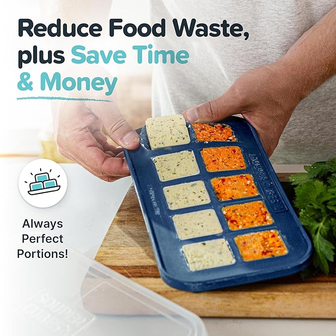Souper Cubes 2 Tbsp. Silicone Freezer Molds - Perfect for Storing Garlic, Herbs, Ginger, Pesto, Tomato Paste, Lemon Juice, Purees and More - Blueberry – 1-Pack
