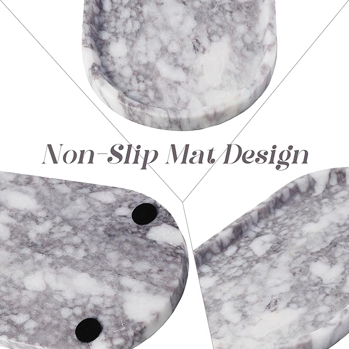 Koville Real Luxurious Marble Vanity Tray, 12"x6" Calacatta Viola Marble Catchall Tray for Bathroom, Natural Stone Perfume Trays Jewelry Dish for Dresser, Genuine Stone Storage Tray for Home Decor