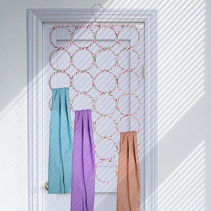 Super Z Outlet Foldable 28 Ring Hole Slots Space Saving Clothing Closet Hanger Scarf, Ties, Belts, Socks Organizer for Home Bedroom, Bathroom, Living Room (Multicolor)