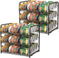 BTY Can Organizer for Pantry Stackable 2 Pack, Can Storage Organizer Rack Stacking Can Dispensers Small Space Holds up to 36 Cans for Pantry, Kitchen, Cabinet- Brown