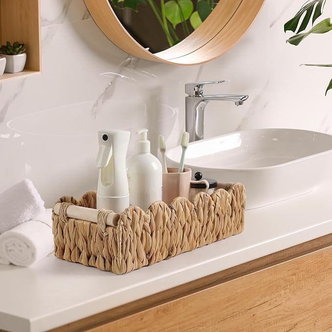 Toilet Paper Storage Basket Bathroom Counter Organizer Wicker Baskets for Organizing Cute Basket for Bedroom Nursery Room Kitchen Bathroom Decor -Natural