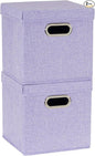 Household Essentials 814-1 Café Cube Bin Storage Set with Lids and Handles | 2 Pack, Purple Linen