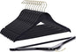 Quality Black Wooden Hanging Set - Curved Hangers with Stylish Chrome Hooks (Heavy-Duty, 10-Pack)