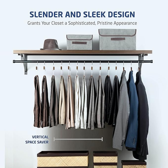 ZOBER High-Grade Wooden Slack/Trouser Pants Hangers with Non Slip Bar Smooth Finish, Durable Wooden Hangers - Slim & Sleek Space Saving Closet Hangers, 360° Hook- Ideal for Pant (Vintage, 10)