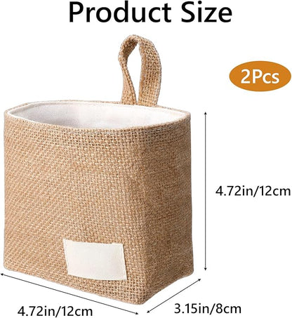Yuanchu 2Pcs Small Hanging Storage Baskets, Wall Hanging Storage Bags Wall Mount Foldable Organizer Desktop Basket for Keys, Stationery, Cosmetics, Home Office Dorm Desk