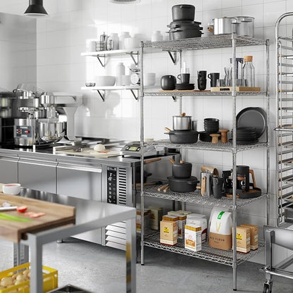 24" Deep x 36" Wide x 74" Height Wire Shelving Kit | 5-Tier | NSF Commercial Storage Rack Unit