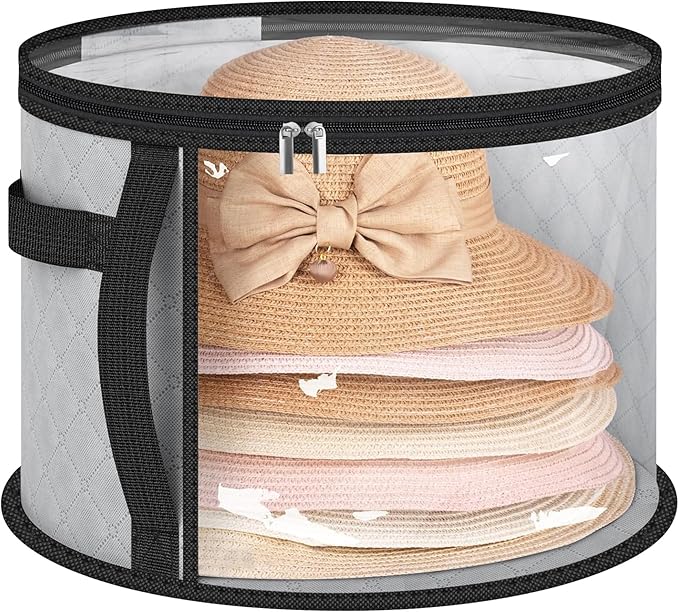 Large Capacity Hat Storage Bag for Women, Holds up to 7 Caps Cowboy Hat Organizer for Closet, Hat Storage Organizer for Travel (Grey)