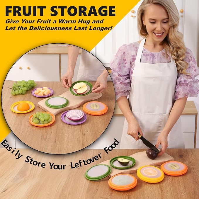 Onion Storage and Avocado Saver - 4-Piece Set Silicone Fruit Storage Box, Multifunctional and Perfect for Lemons, Cheese, Tomatoes, Potatoes, Garlic