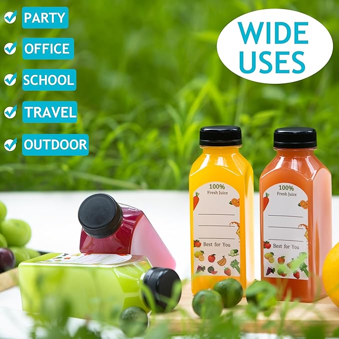 30Pcs 12 Oz Plastic Juice Bottles with Caps,Clear Reusable Water Bottle & Tamper Proof Lids,Juice Containers,Juicing Bottles for Fruit Juice,Smoothies,Coffee - Food Grade & Travel Bottle