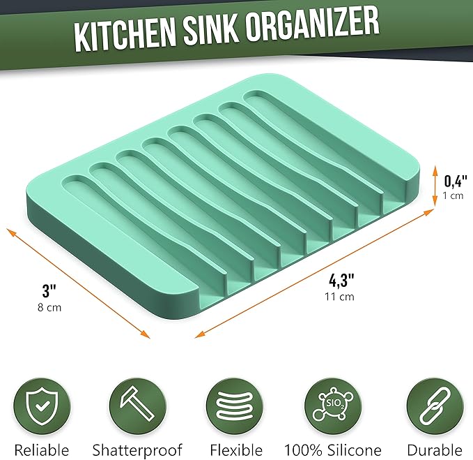 ZAPPOWARE 2-Pack Silicone Soap Dish with Drain - Bar Soap Holder (Light Green) for Shower & Bathroom Sink - Self Draining Waterfall Soap Saver Tray for Kitchen, Prevents Sticky Mess, Easy to Clean