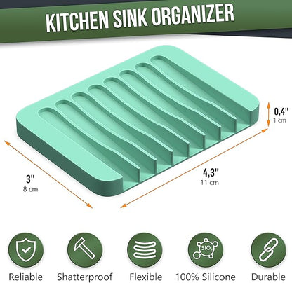 ZAPPOWARE 2-Pack Silicone Soap Dish with Drain - Bar Soap Holder (Light Green) for Shower & Bathroom Sink - Self Draining Waterfall Soap Saver Tray for Kitchen, Prevents Sticky Mess, Easy to Clean