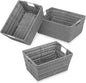 Whitmor 18 Pack Storage Baskets, Large Woven Baskets for Storage Shelves Home, Pantry Baskets Organization and Storage, GREY.