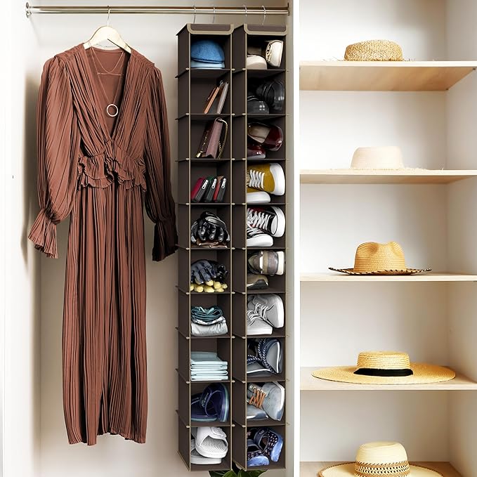 Simple Houseware 10 Shelves Hanging Shoes Organizer Holder for Closet, Brown