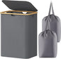 Lifewit 150L Laundry Basket with Lid, Clothes Hampers for Laundry with Bamboo Handles and 2 Removable Bags, Large Foldable Laundry Hamper for Bedroom, Bathroom, Dorm, Grey
