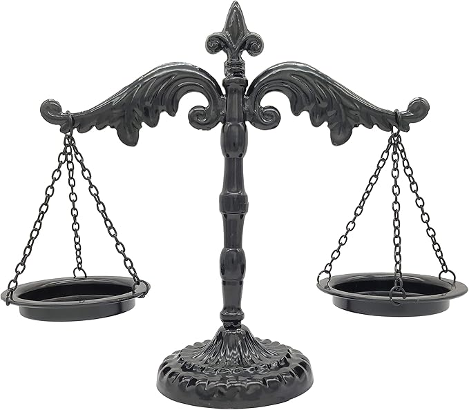 Owlgift Vintage Style Metal Libra Jewelry Display, Scale Tray Cosmetic Organizer, Jewelry Storage, Unique Centerpiece Stand – Black
