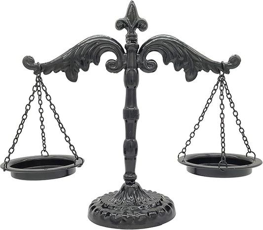 Owlgift Vintage Style Metal Libra Jewelry Display, Scale Tray Cosmetic Organizer, Jewelry Storage, Unique Centerpiece Stand – Black