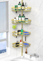 DAOYA Shower Caddy Tension Pole - Gold Corner Shower Caddy Stainless Steel Bathroom Shower Organizer for Tub Tension Rod Corner Shower Shelves(22-114.2inch)
