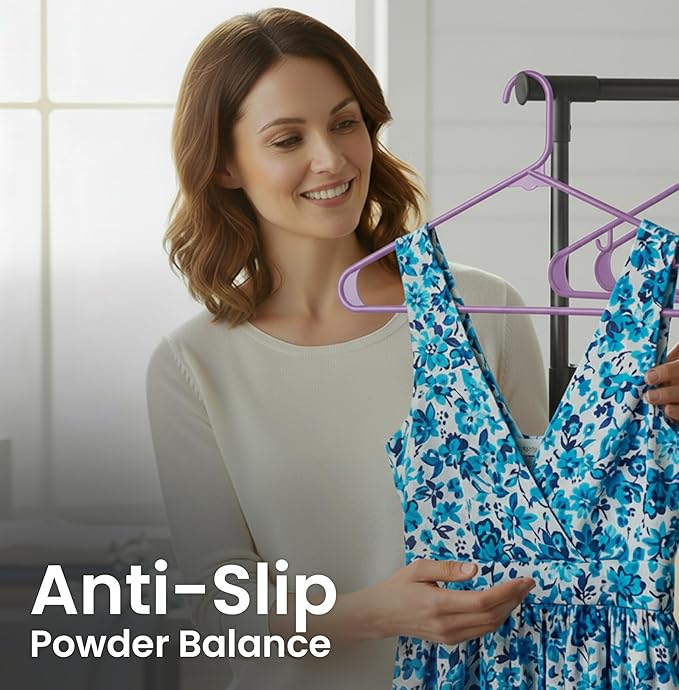 Utopia Home Plastic Hangers 50 Pack - Clothes Hanger with Hooks - Durable & Space Saving Coat Hanger - Heavy Duty Purple Hangers - Skirt Hangers