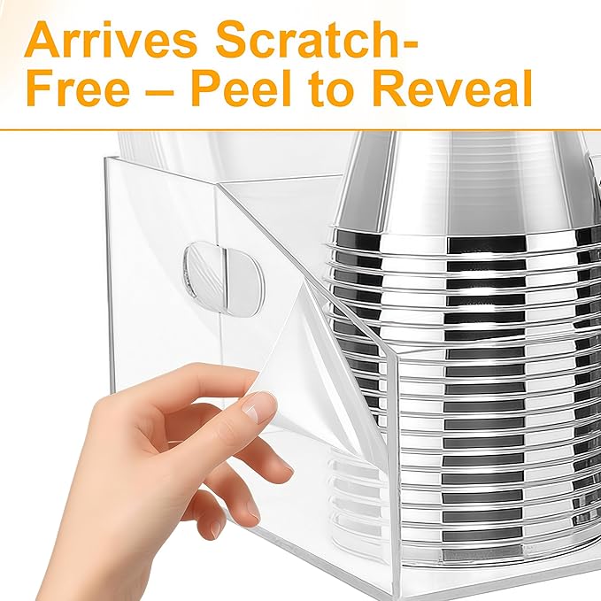 Acrylic Paper Plate Organizer and Dispenser – Extra Capacity Plate and Utensil Caddy for Plates, Cups, Napkins and Cutlery, Ideal for Kitchen, Parties, Picnics, Weddings, and Outdoor Events