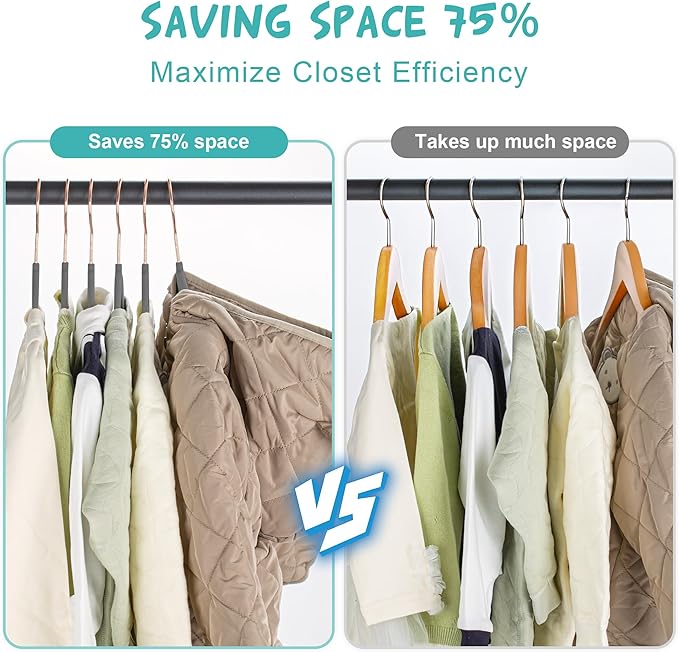 50 Pack Velvet Baby Hangers Non-Slip Clothes Hanger with Swivel Hooks, Space Saving Infant Toddler Closet Organizers, Ultra Thin Durable Child Hangers for Nursery, Kids, Children Wardrobe (Grey)
