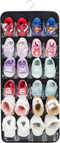 PACMAXI Over The Door Shoes Organizer for 12 Pairs of Baby Shoes Boys Girl, Hanging Baby Shoe Organizer with Hanger(Polyester Material-Black)