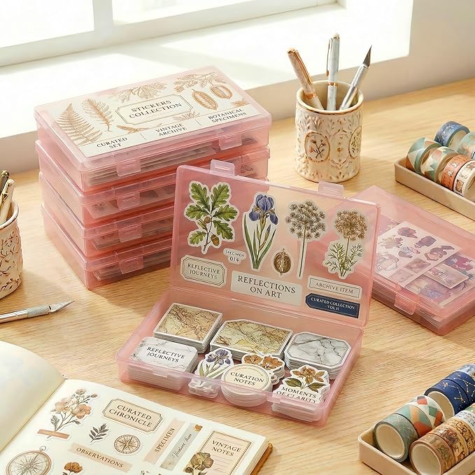 4-Pack Pink Plastic Storage Boxes with Lids, Organizer Containers for Small Parts, Crafts, Jewelry, Office Supplies (180x110x30mm) Pink Plastic Case