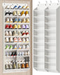 20-30 Pairs Over the Door Shoe Organizer, 10 Tiers Shoe Rack for Door, Hanging Shoe Organizer Storage for Closet, Bedroom, Bathroom with Wider & Deeper Pockets, White