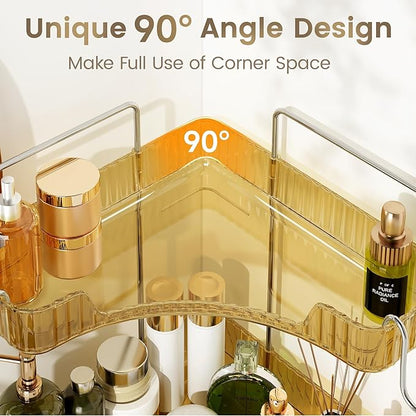 3 Tiers Bathroom Corner Organizer (Gold, 3-Tier)