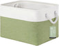 Large Storage Baskets- 15x11x10 inch Storage Bins for Shelves and Closet Organizing, Foldable Fabric Bin for Home Organization Clothes and Laundry (1-Pack, White&Green)