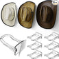 Modern JP Adhesive Cowboy Hat Hooks for Wall (6-Pack) – 3-Inch Wall Mount for Secure Hold, Wide Brim Hat Organizer, Western Room Decor – Clear
